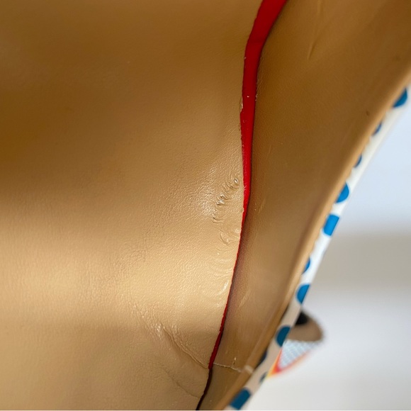 TAYLOR SAYS TALIA COMIC EXPLOSION blue white polka dot yellow red platform heels - Picture 11 of 14